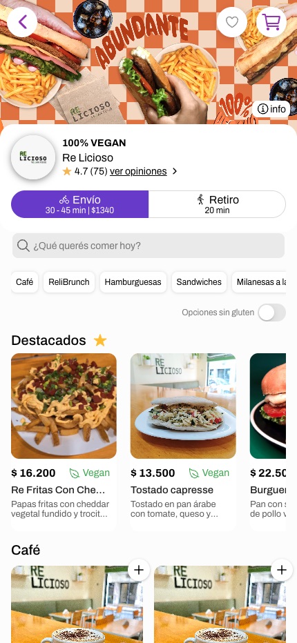 Vista de un restaurante 100% vegano con su menú destacado