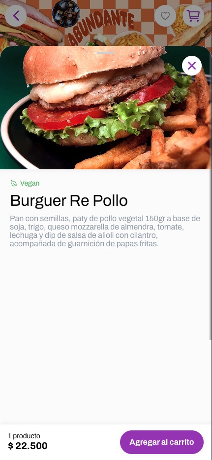 Detalle de un producto: Burguer Re Pollo, plant-based